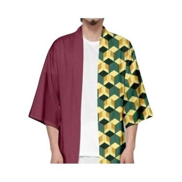 Imagem de Kimono Haori Rosa De Anime Para Cosplay Masculino E Feminino - Capa De