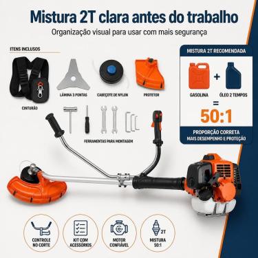 Imagem de Roçadeira a Combustão 143RS para Limpeza de Terrenos Pasto Mato Alto Uso Pesado Husqvarna