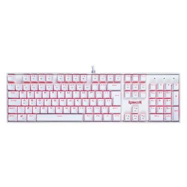 Imagem de Teclado Gamer Mitra Branco Rgb K551w Outemu Blue Redragon