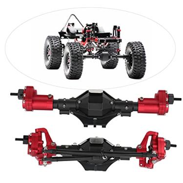 Imagem de 01 Eixos de transmissão, engrenagem interna de aço fácil de instalar, invólucro de liga de alumínio, grandes lacunas práticos abaixo dos eixos, conjunto de eixo de transmissão para modificação de carro no rastreador (preto, vermelho)