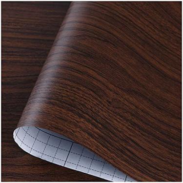 Imagem de WSWJDW Papel de parede autoadesivo de grãos de madeira 3D impermeável PVC para cozinha Armário Móveis Renovação Adesivo de parede para porta, nogueira preta, 10mx45cm