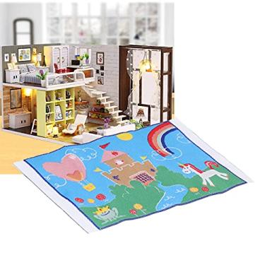 Imagem de LZKW Cobertor para casa de bonecas, tapete para casa de bonecas, tapete para casa de bonecas, tapetes de tecido vintage para casa de bonecas (castelo dos sonhos)