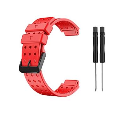 Imagem de Compatível com GARMIN Watch,Bracelete de relógio de silicone poroso de 22 mm com chaves de fenda Bracelete de reposição para homens e mulheres compatível com relógio GARMIN, vermelho