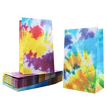 Imagem de Septo Sacos de lembrancinha de festa tie dye, 24 peças sacos de camuflagem sacos de presente retrô coloridos sacos de papel de festa infantil para festa de aniversário tema retrô