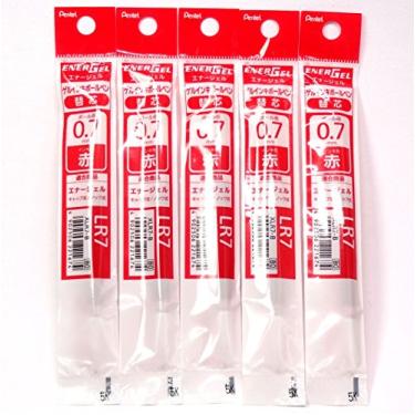 Imagem de Pentel Refil de tinta vermelha de 0,7 mm (XLR7-B), para caneta esferográfica de gel líquido EnerGel (BL57-B), pacote com 5 unidades/total de 5 peças (importação japonesa) [pacote original Komainu-Dou]