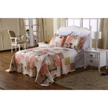 Imagem de Kit Cobre Leito Casal Queen Bouti 03 Peças Patchwork Rose