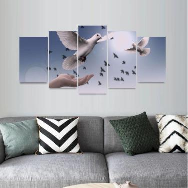 Imagem de Quadro Mosaico Para Sala Quarto Pomba Branca Paz Felicidade