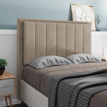 Imagem de Cabeceira Opala Cama Box King 195cm Suede Bege