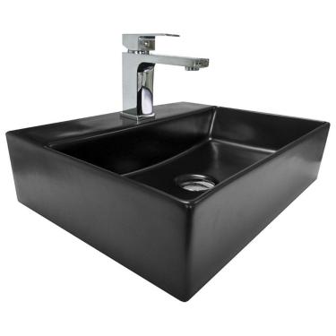 Imagem de Cuba de Apoio Cerâmica Reno RC 450 Preta Fosca