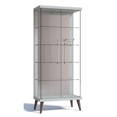 Imagem de Cristaleira Portas e Prateleiras em Vidro Tifanny - Branco