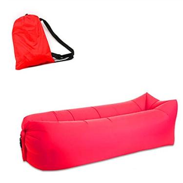 Imagem de MAOGEAR Espreguiçadeira portátil inflável, impermeável, cama preguiçosa, cama de ar para acampamento, praia, quintal, piscina, praia, viagens e piqueniques de acampamento (vermelho)
