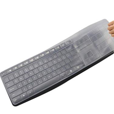 Imagem de MUBUY-GOL Design de capa de teclado para Logitech MK235 K375 K375S, película de silicone à prova d'água e à prova de poeira, transparente