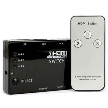 Imagem de Hub Switch Hdmi 3 Portas Com Controle Remoto