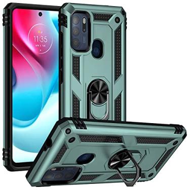 Imagem de Caso de capa de telefone de proteção Para Motorola Moto G60S Case Telefone celular com estojo de suporte de anel magnético, proteção à prova de choque pesada para Motorola Moto G60s (Color : Green)