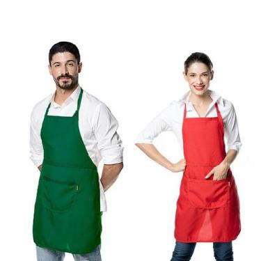 Imagem de Avental Vermelho E Verde Cozinha Bar Unissex Kit 2Un - Du Chef