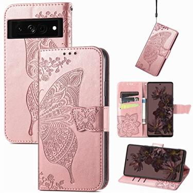 Imagem de YUNCHAO Caixa de telefone Para o Google Pixel 7 Pro 5g Butterfly Love Flower Leather Telefone Case capa para celular