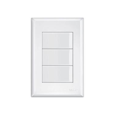 Imagem de Interruptor Simples Triplo Fame Evidence com Placa 4x2 Branca