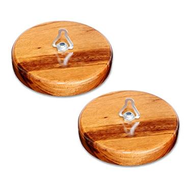 Imagem de Kit 2 Canoplas Prato Acabamento de Lustre Luminária Pendente de Teto em Madeira Maciça Nobre