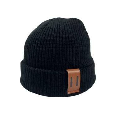 Imagem de Chapéu de bebê moda para meninos gorro de bebê de malha para crianças boné infantil chapéus para meninas boné de bebê boné infantil acessórios 1-5 (Preto)