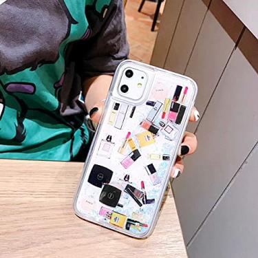 Imagem de Capa para iPhone 11 Pro Max X XS Max XR 7 8 6 6s Plus Batom Perfume de areia movediça para maquiagem cosmética da moda