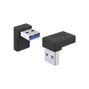 Imagem de rgzhihuifz Adaptador USB A para USB C, 90 graus, USB 3.0, 5 Gbps, para laptops e carregadores