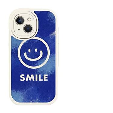 Imagem de Capa de telefone branca para iPhone 14 Pro max TPU macio cobertura total padrão sorridente resistente a quedas para iPhone 11 13 12 Pro Max Mini XS XR 7 8 Plus SE2 capa de telefone (iPhone6/6s, azul + branco)
