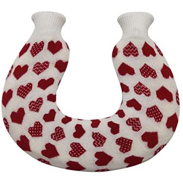 Imagem de Garrafa de água quente de PVC em forma de U Saco de água quente com capa macia para cólicas menstruais, alívio da dor no pescoço e ombro para compressas de calor, aquecedor de cama e aquecedores de pés, branco, 1000 ml