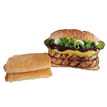 Imagem de Yajun Almofada de hambúrguer de pelúcia com cobertor macio compacto 2 em 1 colcha de avião zíper almofada prática para acampamento carro viagens escritório, queijo, 45 * 30 cm