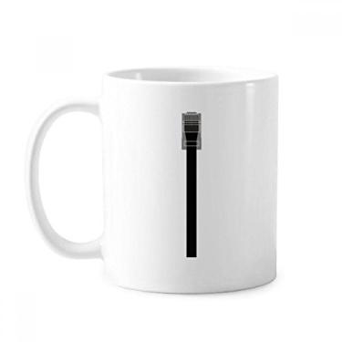 Imagem de Cabo de Internet plugue preto padrão caneca cerâmica xícara de café porcelana louça