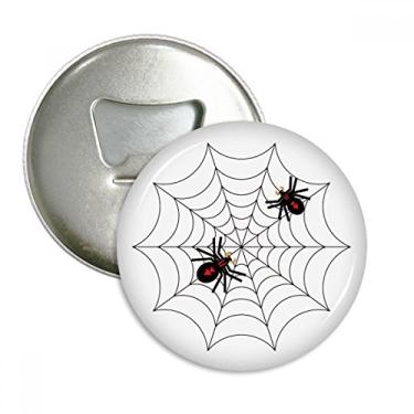 Imagem de Emblema multifuncional com ilustração de teia de aranha preta abridor de garrafas e ímã de geladeira