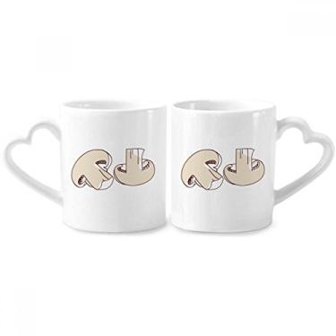 Imagem de Yummy Home Pratos Ilustração de Cogumelos Conjunto de Caneca de Porcelana para Casal Copo de Cerâmica Alça de Coração