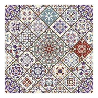 Imagem de Tapetes de área de designer, costura de estilo étnico boêmio colorido flores europeias quadrado sala de estar quarto tapete de mesa (cor: D, tamanho: 160x160cm)