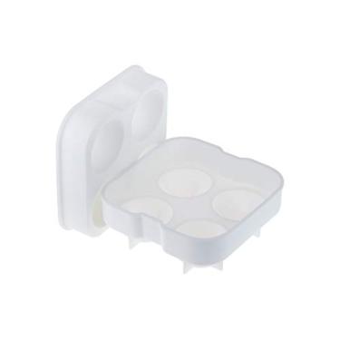 Imagem de Forma De Gelo 04 Esferas 45mm Em Silicone Com Tampa Weck Branco
