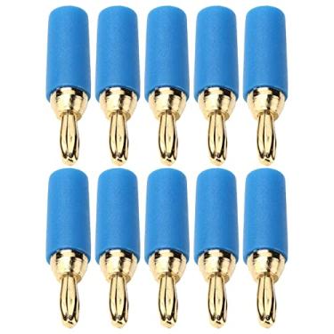 Imagem de 10 Unidades de Plugue Banana 2, 5 Mm Plugue Banana Dourado Conector Banhado a Latão Solda Tipo Conector Macho Kit de Acessórios (Azul)