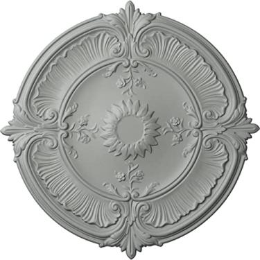 Imagem de Ekena Millwork CM30AT Medalhão de teto de folha Attica Acanthus, 76 cm OD x 3 1/2" P (serve para dosséis de até 8,5 cm), preparado de fábrica