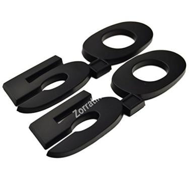 Imagem de 2 peças (par) Placa de emblema lateral do para-lama de porta fosca de 5,0 litros para Ford Mustang F150 GT - blecaute total (sem ponto vermelho)