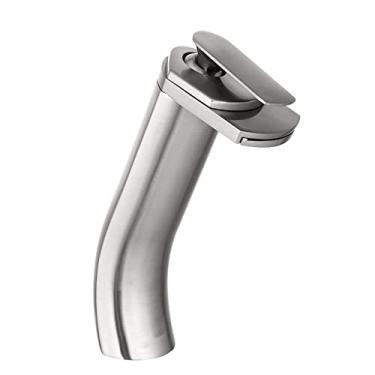 Imagem de Todas as torneiras de latão dourado/com acabamento cromado/níquel escovado torneira de lavatório montada no convés com cascata torneira misturadora, escova alta