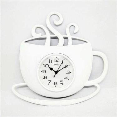 Imagem de Relógio De Parede Xícara 30cm Branco Silencioso - Yins