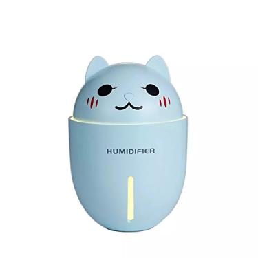 Imagem de KKmoon Mini umidificador portátil multifuncional 3 em 1 formato de gato bonito USB Névoa ultrassônica umidificador de ar Difusor de fragrância com mini ventilador luz LED para escritório doméstico ca