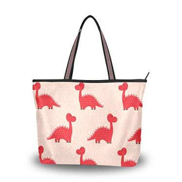 Imagem de ColourLife Bolsa de ombro com alça superior de dinossauros vermelhos Bolsa de ombro para mulheres e meninas, Multicolorido., Medium