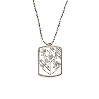 Imagem de DIYthinker Colar para animais de estimação com pingente de corrente de aço inoxidável com escudo de concha de leão barroco