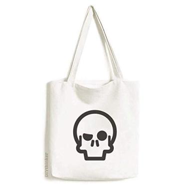 Imagem de Determined Look Skeleton Cute Face Cartoon Tote Canvas Bag Shopping Satchel Casual Bolsa