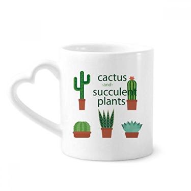Imagem de Caneca com ilustração de cacto de plantas suculentas em vaso de cerâmica para café copo de coração de vidro
