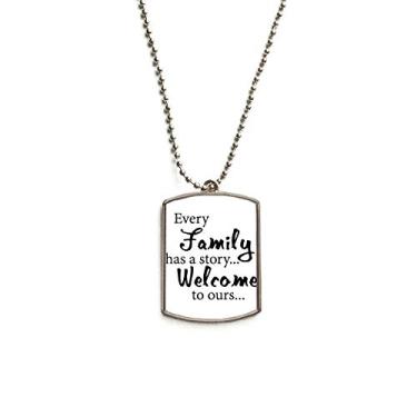 Imagem de DIYthinker Colar para animais de estimação com pingente de corrente de aço inoxidável com citação da família