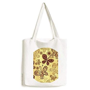 Imagem de Bolsa de lona com borboleta amarela para papel de parede bolsa de compras casual