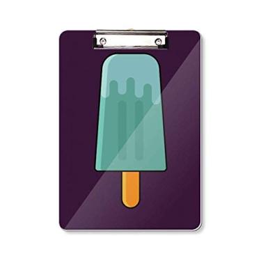 Imagem de Bloco de notas para prancheta de sorvete azul verde picolé doce A4