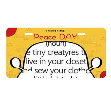 Imagem de DIYthinker Placa de licença preta inglesa com citação perdida peso etiqueta decoração de carro dia da paz