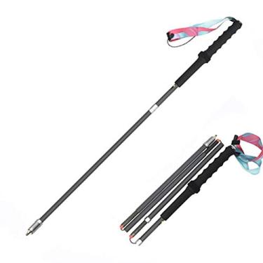 Imagem de N/H Pacote com 2 bastões de caminhada ultraleve de fibra de carbono – com antichoque dobrável, leve, forte, elegante, confortável para caminhadas, acampamento, montanhismo, mochilão, caminhada, trekking/preto