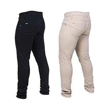 Imagem de Kit 2 Calças Jeans Masculina Skinny Moderna Preta/Palha