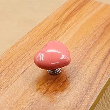 Imagem de Gabinete Gaveta Maçaneta Alça Cerâmica Coração Novidade Forma Criativa Para Casa Apartamento Edifício De Hotel Móveis Roupeiro Porta Puxar, Rosa pequena